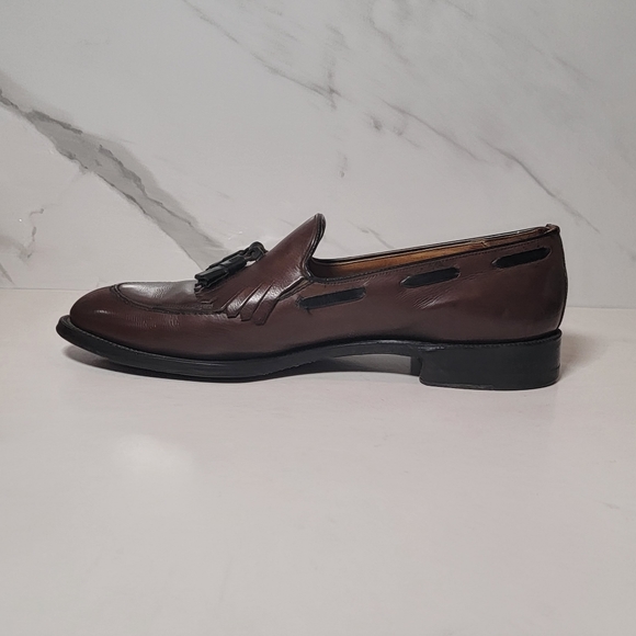 Men's leather Almond Toe kilt tassels loafers Size 11 - Picture 4 of 9